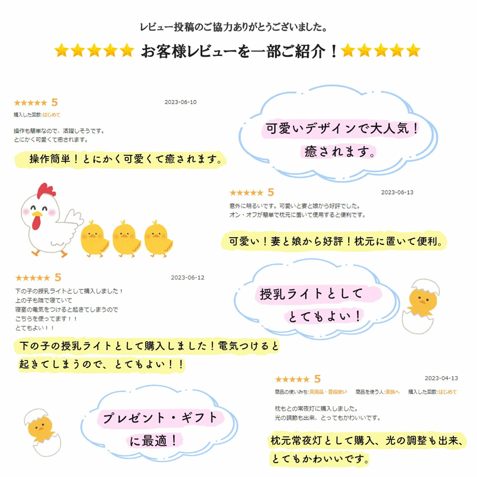 ひよこ型LEDナイトライト