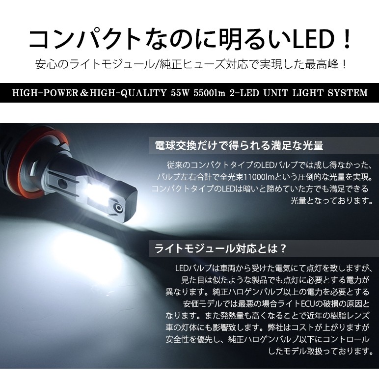 HM3/HM4 前期/中期/後期 バモスホビオ LED フォグランプ H8 55W 11000