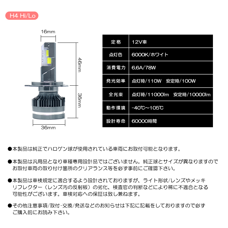 S220V/S230V 前期/後期 アトレー LED ヘッドライト ロービーム/ハイビーム H4 Hi/Lo 切替 100W 20000ルーメン 10000lm×2 爆光チップ搭載 6000K