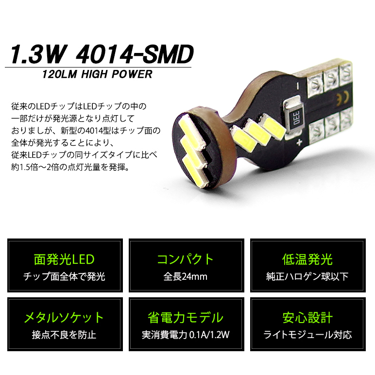 【最新作低価】ミラアヴィ L250/L260系 T10T16 白SMD バックライト 6000k シングル球