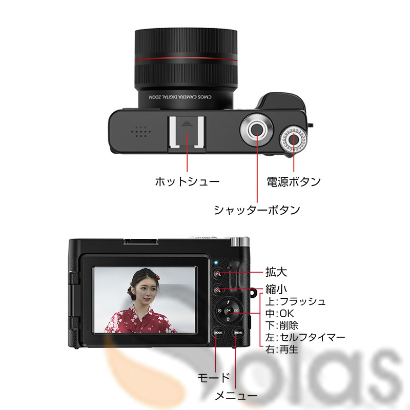 デジタルカメラ 4K デジカメ ミラーレス一眼 ウェブカメラ機能 4800万
