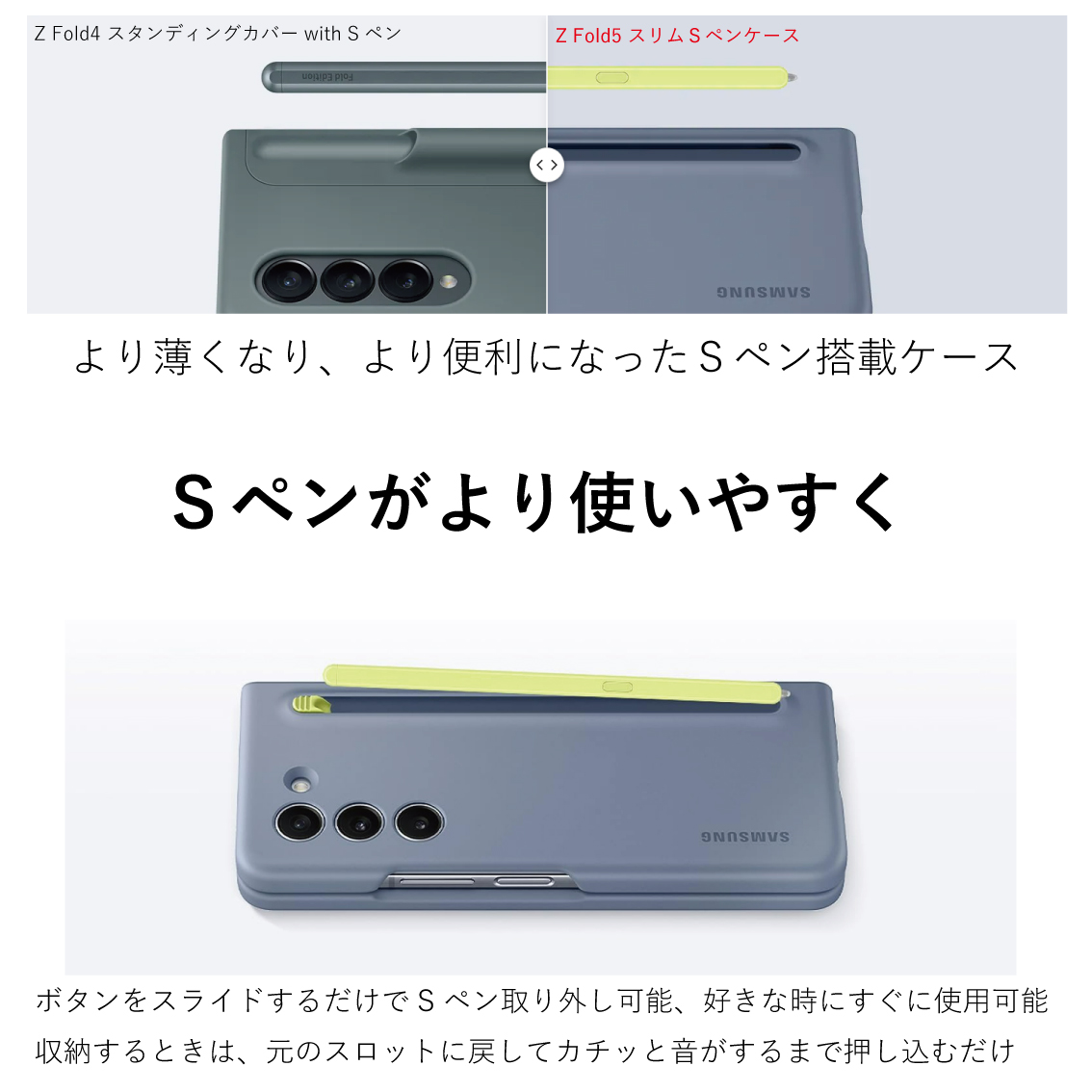 Galaxy Z Fold5 ケース 純正 Ｓペン搭載 スリムＳペンケース Slim S