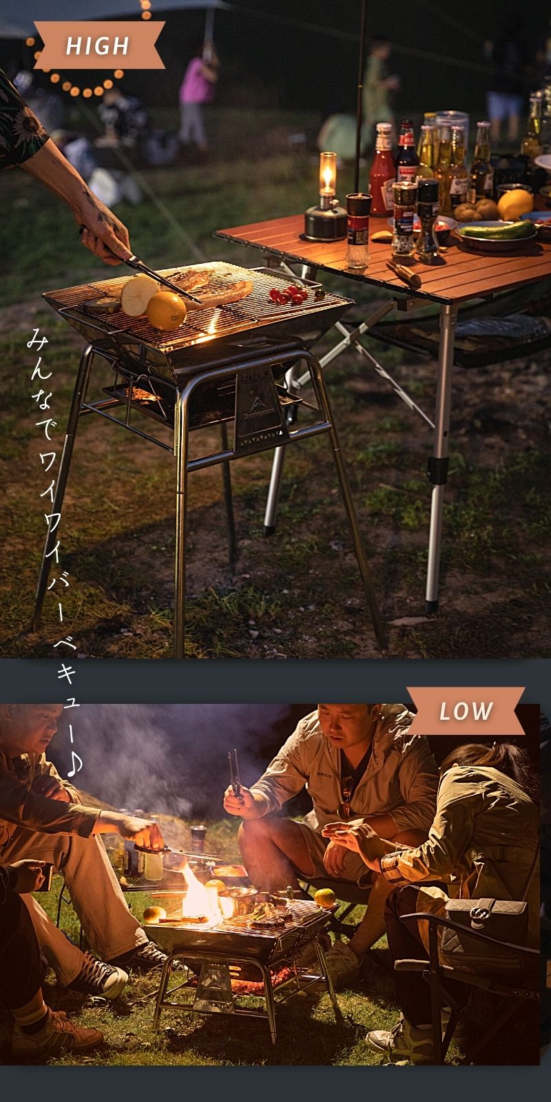 CAMPINGMOON バーベキューコンロ 焚き火台 大型 バーベキュー