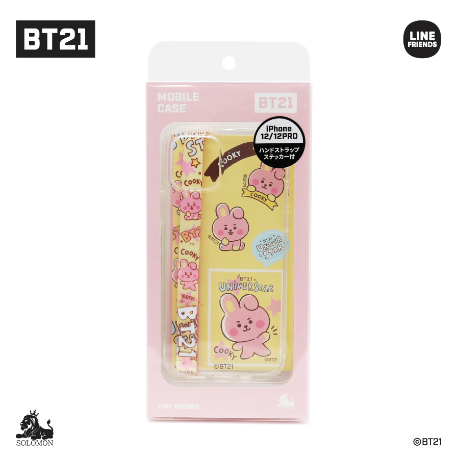 【：クリアランスワンコインセール！ ：】BT21モバイルケースiPhone12/12PRO ステッカー付 MOBILE CASE iPhoneケース  ハンドストラップ