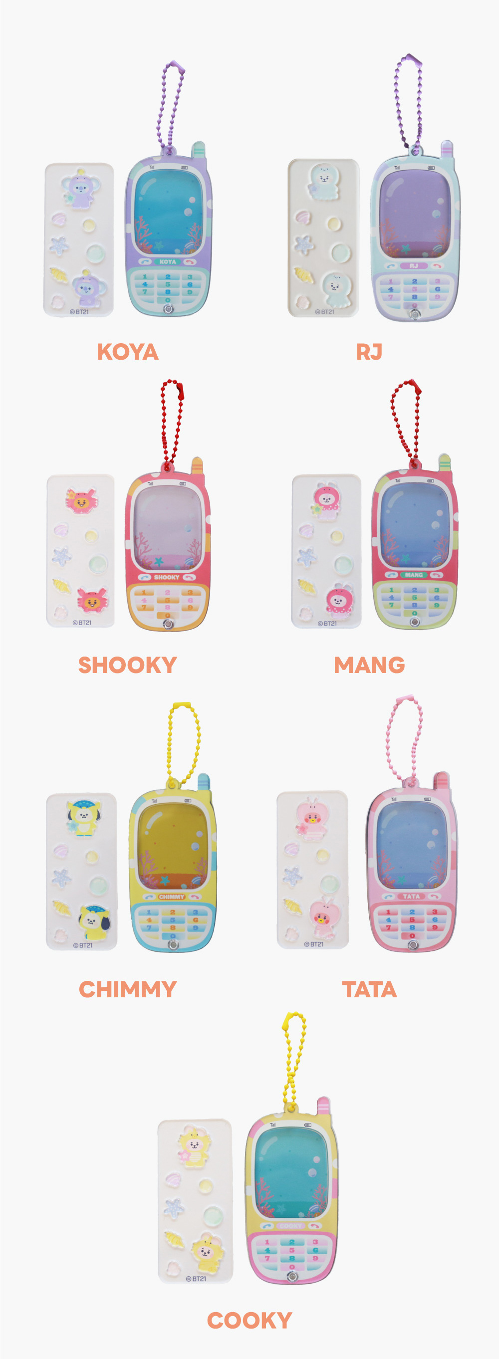 ソロモン商事【BT21 シャカシャカガラケーキーリング】GARAKE PHONE