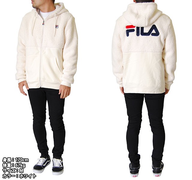 FILA フィラ ボアジャケット パーカー メンズ S M L XL サイズ ブラウン フリースジャケット フーディ ナチュラル ホワイト ネイビー  ブラック アウター TREE B