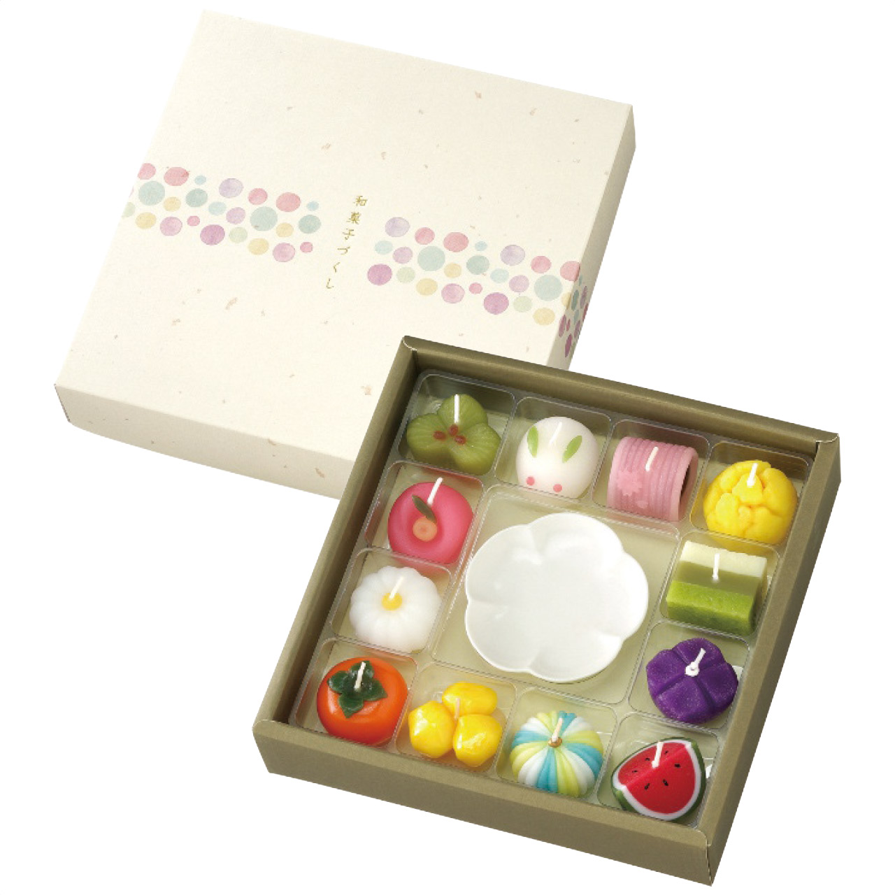カメヤマ 和菓子型キャンドル・皿セット インテリア 雑貨 (#1288-077)