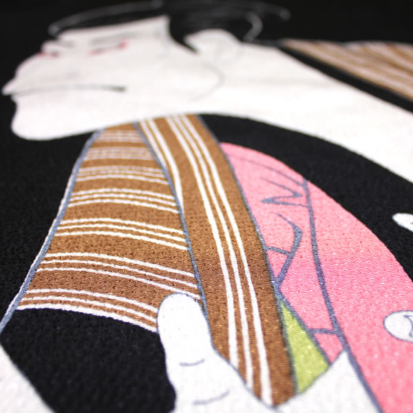 家紋入り 名前入り 浮世絵 風呂敷 68cm 縮緬 写楽 東洲斎写楽 金色可