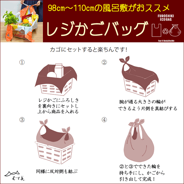 風呂敷 大判 98cm 綿 チェック柄 全3柄 記念品 大きい風呂敷 プレゼント おしゃれ エコバッグ レジかごバッグ 日本製 ふろしき むす美｜someoritanbou｜11