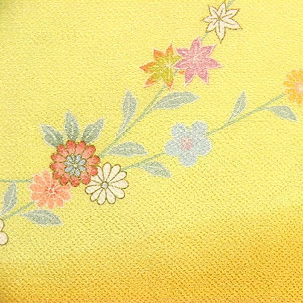 むす美 家紋入り 名前入り 風呂敷 68cm 絹100% ちりめん友禅 花の枝 