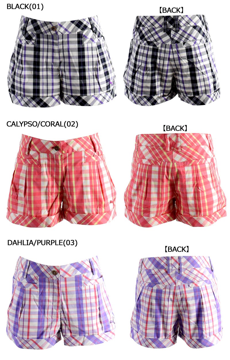 最終sale Puma プーマ チェックショーツ 国内送料無料 ショートパンツ ゴルフ 返品交換不可 春夏ウエア レディース