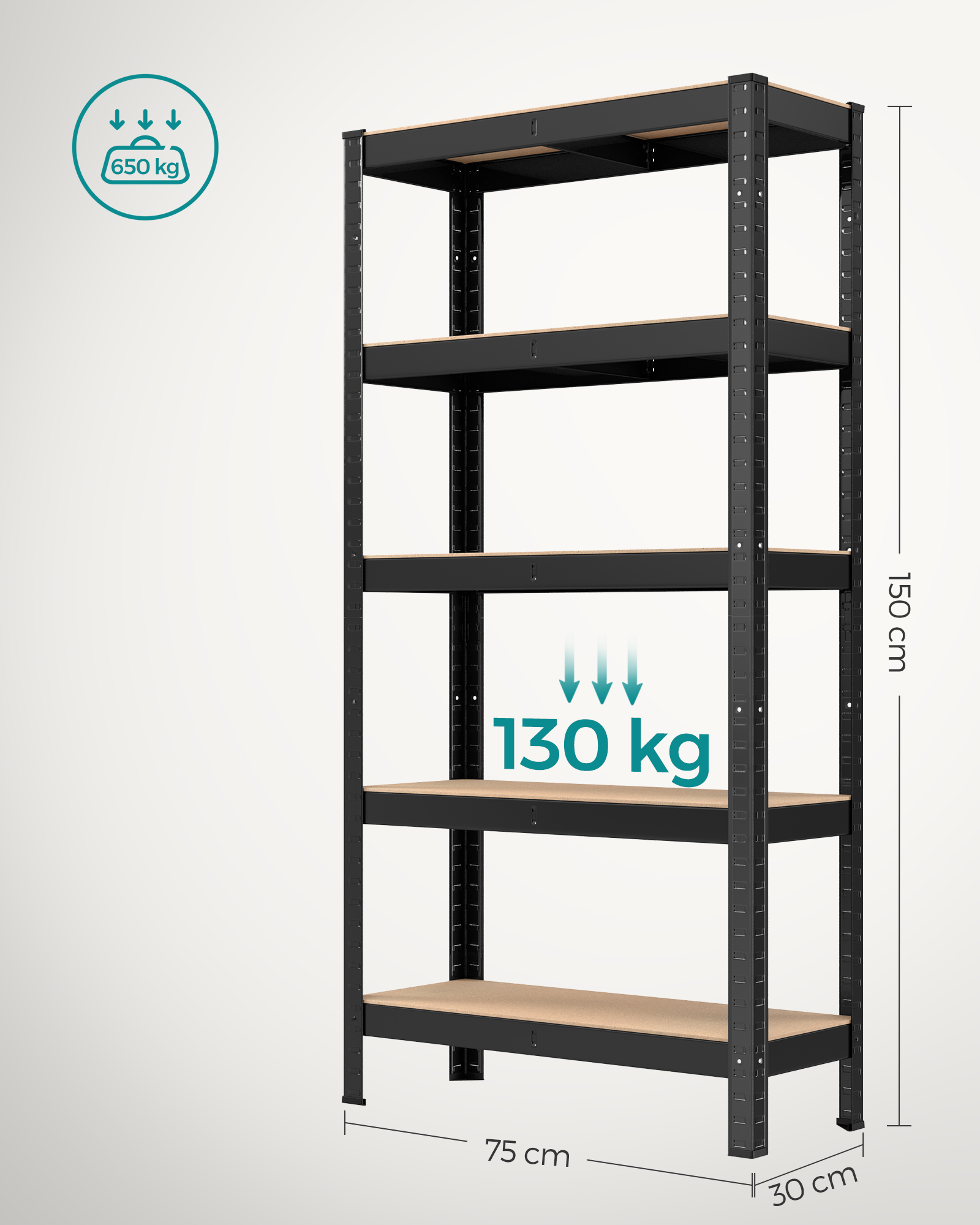 スチールラック スチールラック 幅75cm メタルラック オープンラック 防錆加工 5段 棚 ラック 総耐荷重650kg 収納ラック 高さ調整可能  GLR030