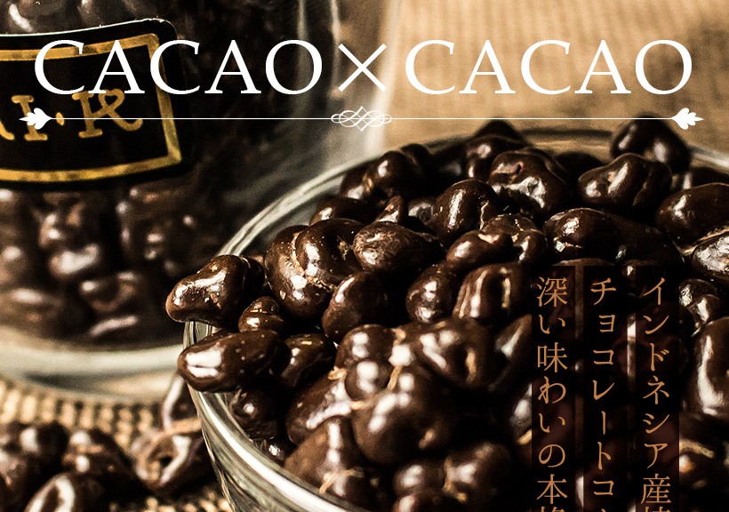 CACAO×CACAO インドネシア産焙煎カカオ豆をチョコレートコーティングした深い味わいの本格ダブルカカオ｜チョコレート カカオ カカオニブ カカオ豆 焙煎 スイーツ ポリフェノール