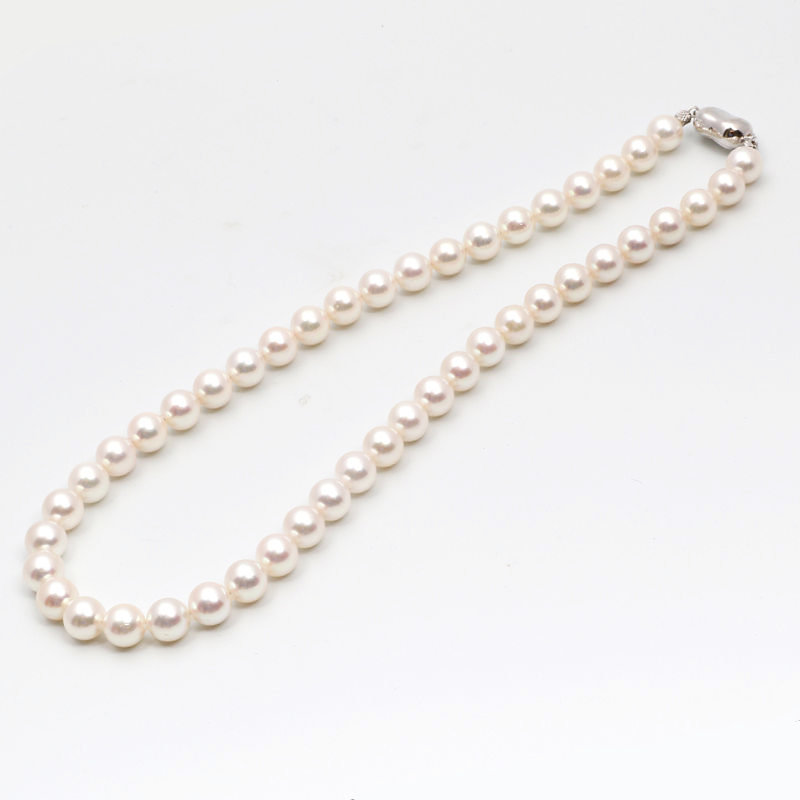 あこや真珠 ネックレス 9-9.5mm 大珠 ホワイト系 パール 冠婚葬祭