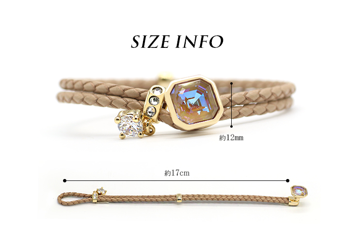 ブレスレット 本革 オーストリア産クリスタル 3タイプ レディース