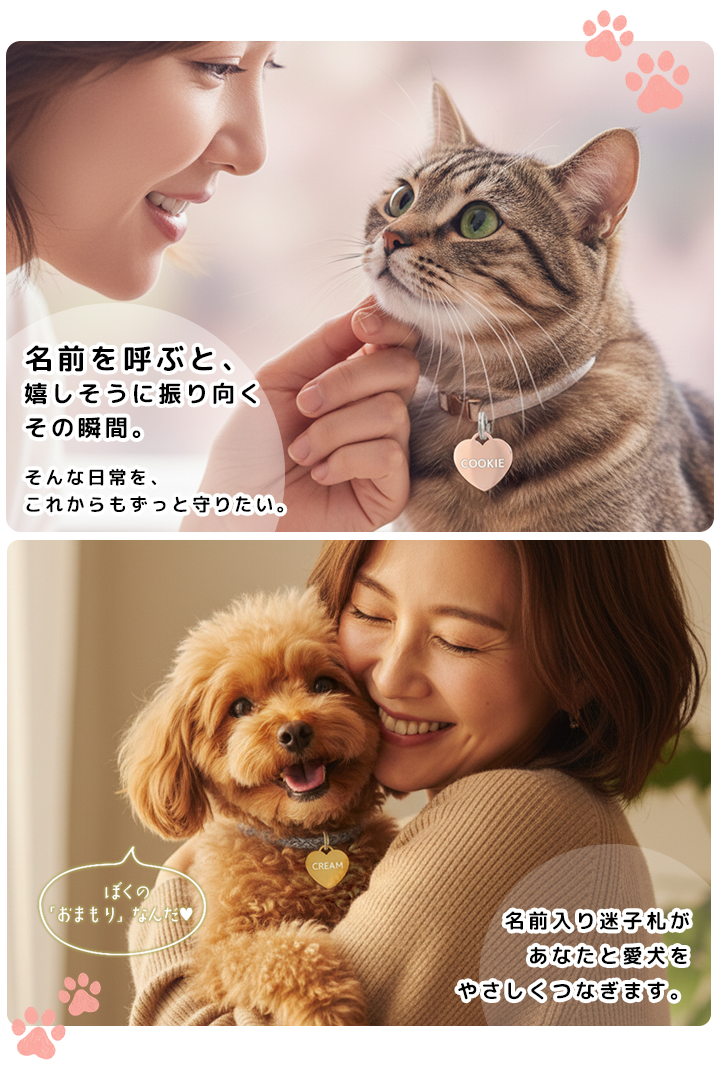 迷子札 オーロラ 2サイズ ペット 犬 猫 リング2個付 迷子防止 IDタグ