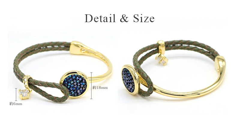 ブレスレット クリスタル レザー 本革 オーストリア産クリスタル