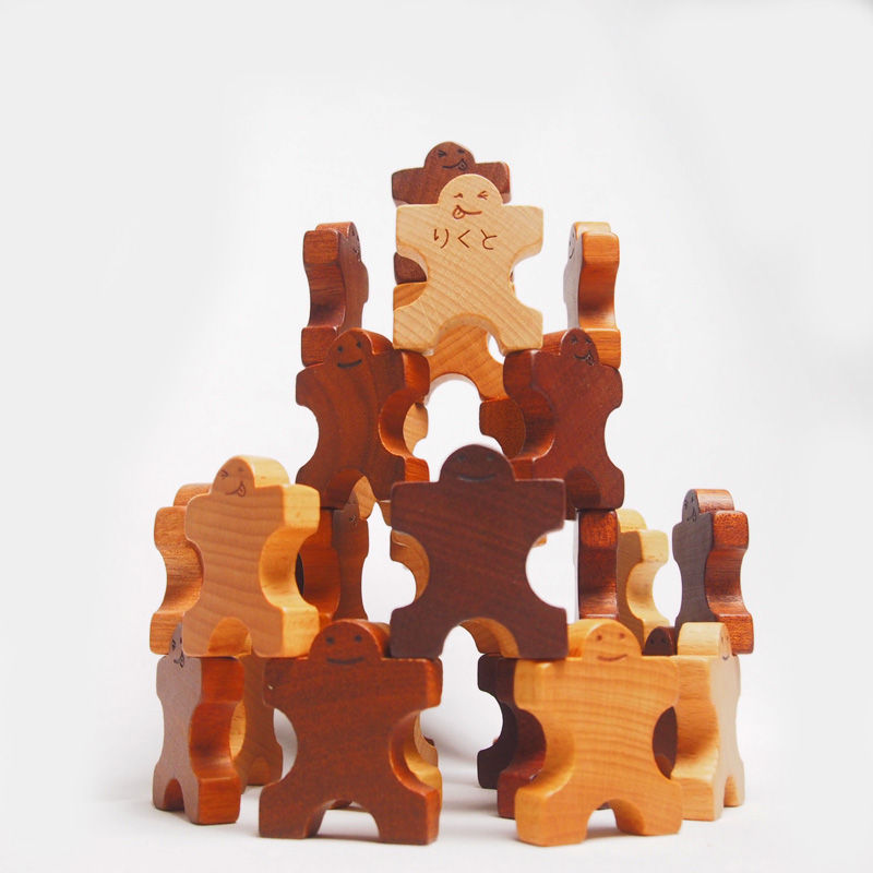 木のおもちゃ 1歳 1歳半 積み木 知育玩具 パズル 木製人形ブロック 組んであそぼうともだち ドミノ30P メール便 名前入り スプソリ｜soopsori｜02