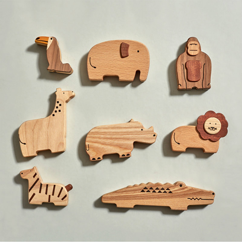 Soopsori（スプソリ） クリスマスプレゼント 木のおもちゃ 動物人形8個