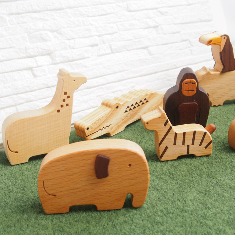 クリスマスプレゼント 1歳 2歳 おもちゃ 名入れつき 動物人形8個＋ 車おもちゃセット サファリパークごっこ 名入れ 木のおもちゃ ごっこ遊び アニマル | Soopsori | 10