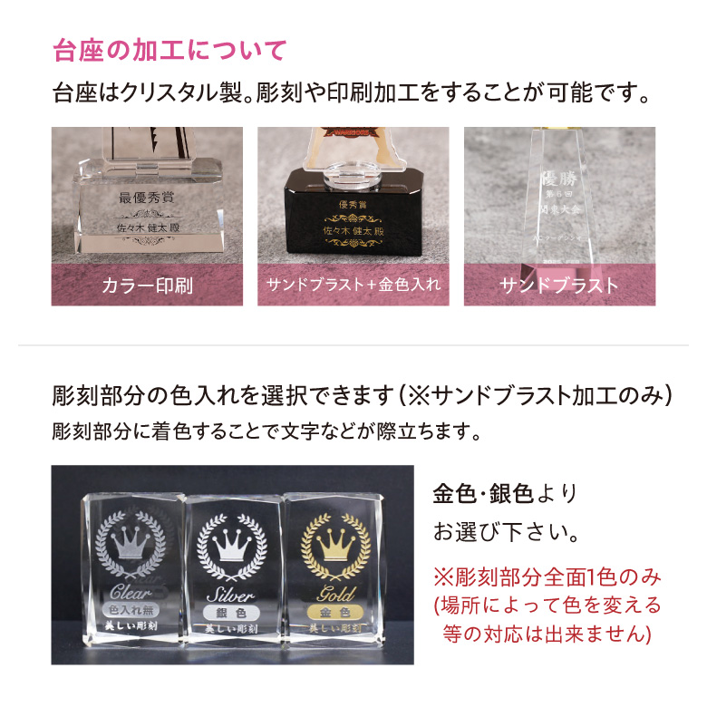 プレミアム アクリル トロフィー ART-4C(小) 名入れ 記念品 表彰状 退職記念 周年記念 創立記念 ゴルフ スポーツ イベント 優勝 プレゼント ギフト おしゃれの画像