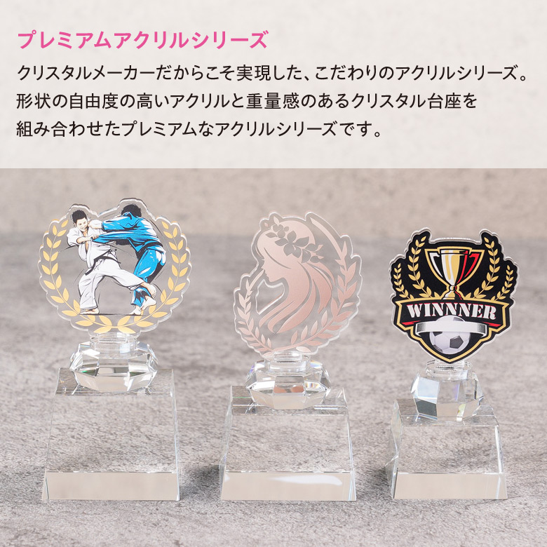 プレミアム アクリル トロフィー ART-4C(小) 名入れ 記念品 表彰状 退職記念 周年記念 創立記念 ゴルフ スポーツ イベント 優勝 プレゼント ギフト おしゃれの画像