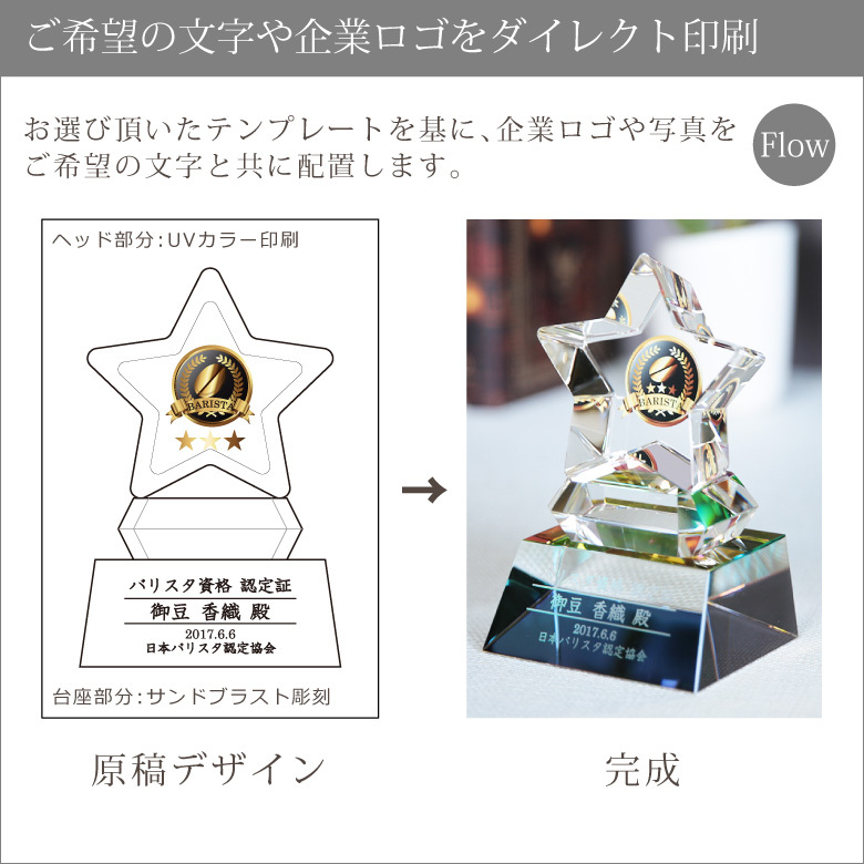 クリスタル スター トロフィー CR-32B(中) 名入れ 記念品 表彰状 退職 周年 創立記念 ゴルフ スポーツ イベント 優勝 プレゼント ギフト 星 おしゃれ_6