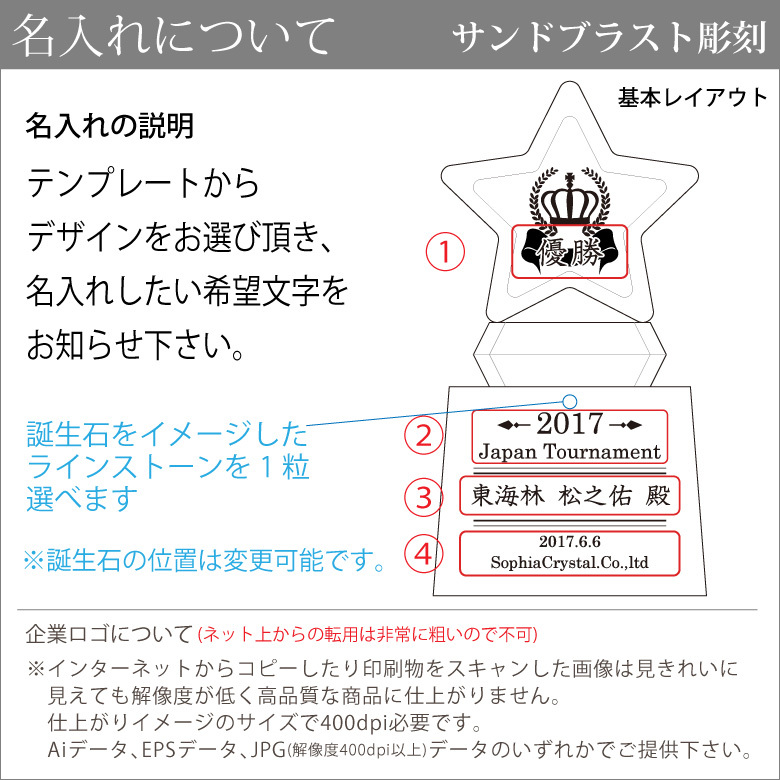 クリスタル スター トロフィー CR-32B(中) 名入れ 記念品 表彰状 退職 周年 創立記念 ゴルフ スポーツ イベント 優勝 プレゼント ギフト 星 おしゃれ_7