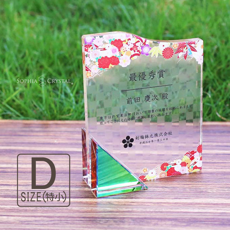 トロフィー クリスタル 盾 DP-16D(特小) 名入れ 記念品 表彰状 表彰 楯 卒業 退職祝い 周年記念 創立記念 ゴルフ スポーツ イベント プレゼント ギフト