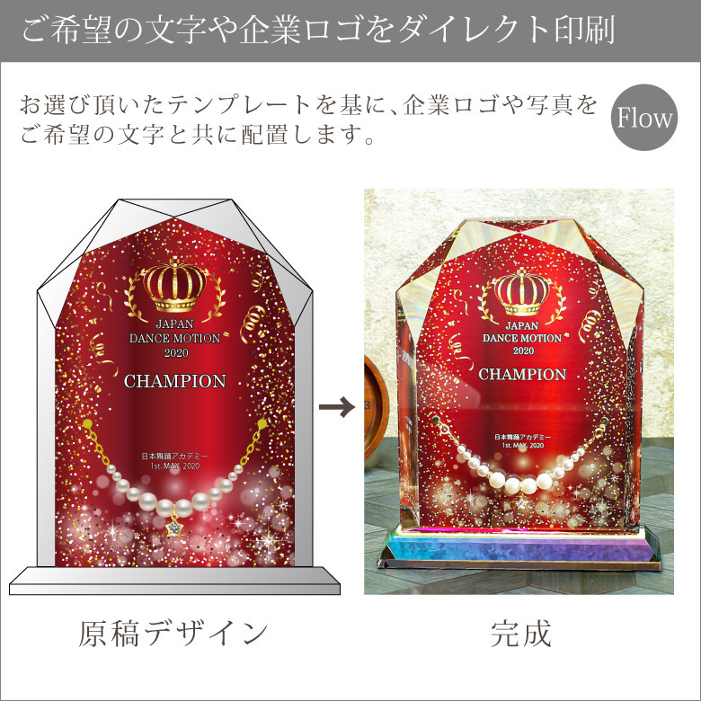 クリスタル ジュエリー 表彰盾 DP-5C-jw(小)  名入れ ミスコン ネイル コンテスト 表彰状 楯 退職 スポーツ イベント おしゃれ 記念品 DPJ-5Cの画像