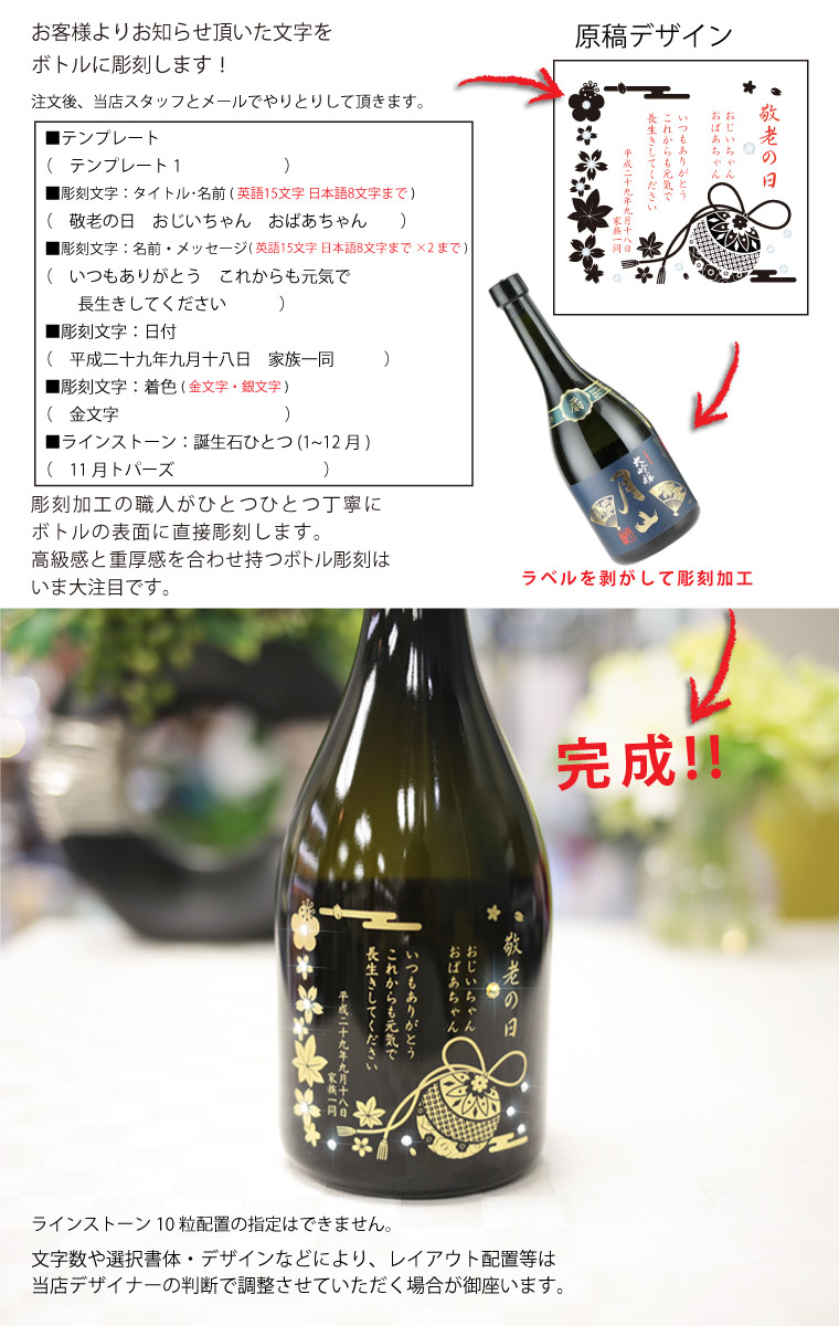 日本酒 月山 大吟醸 扇 吉田酒造 お酒 名入れ 誕生日 結婚祝い 記念品 退職祝い プレゼント ボトル スワロフスキー デコ 島根県  :g-dgin-ohgi-s10:記念品のソフィアクリスタル - 通販 - Yahoo!ショッピング