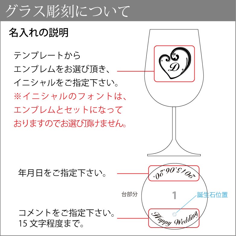 母の日 ペア ワイングラス GL-1W 名入れ 結婚祝い 誕生日 両親 プレゼント 贈り物 ギフト 記念品 送別会 内祝い フランス製 gw-1の画像