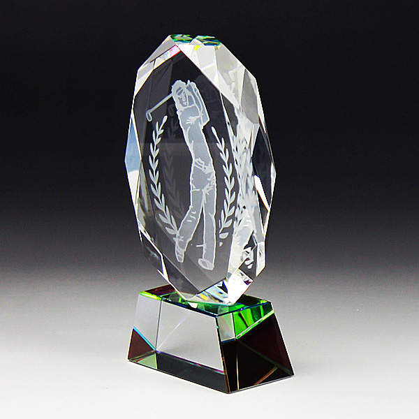 トロフィー ゴルフ クリスタルトロフィー SS-1B(中) 名入れ オリジナル