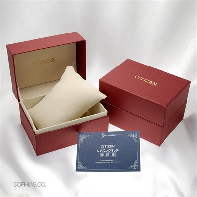 シチズン腕時計国内正規品付属品例：専用ボックス・メーカー保証書・取扱説明書