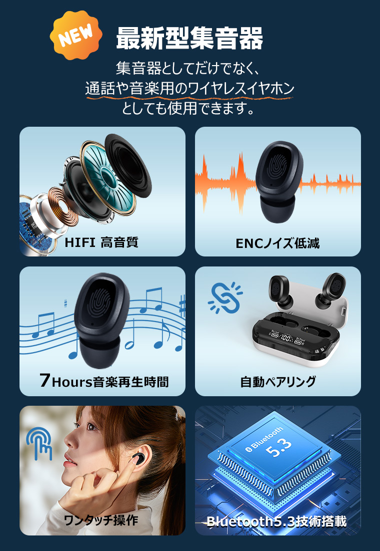 9,980円→9,181円12時間限定】集音器 bluetooth 高齢者 充電式 ワイヤレスイヤホン 型 口コミ デジタル 小型 ハウリング抑制  片側3g 軽量 両耳片耳 敬老の日 : i302010 : SOPPY 公式ストア ヤフー店 - 通販 - Yahoo!ショッピング