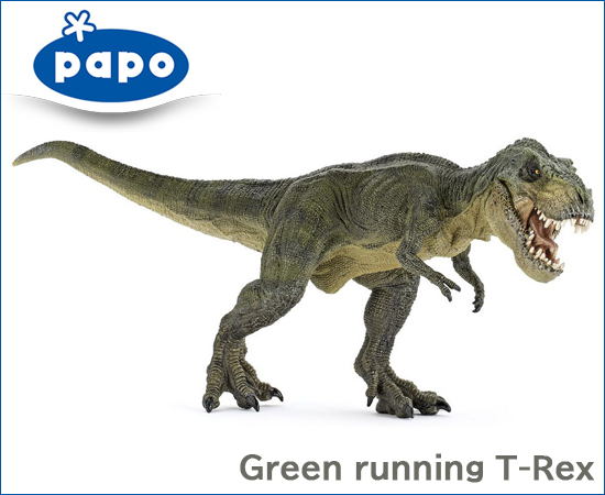 papo パポ 恐竜フィギュア 55027 ティラノサウルス グリーン 走