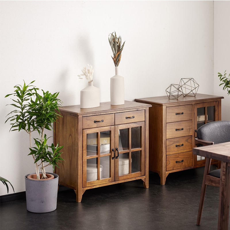 キャビネット 80 完成品 チェスト 収納 脚付き 無垢 木製 ミンディ