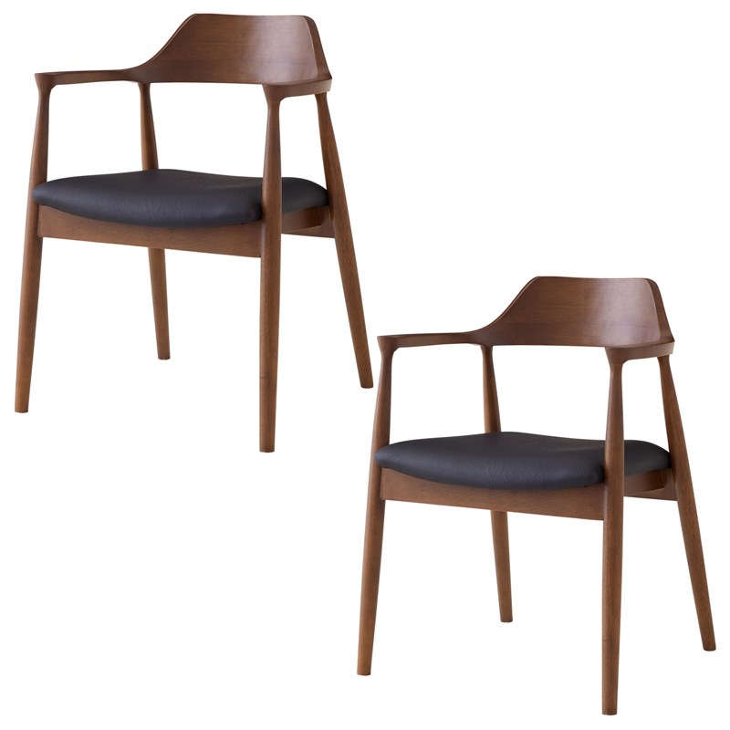 家具 ブラウン 木製アームチェア 2脚セット レトロ 昭和 家具 ブラウン