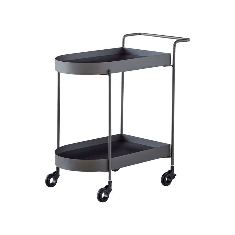 ワゴン スチールワゴン キッチンワゴン 2段 キャスター付き オーク材