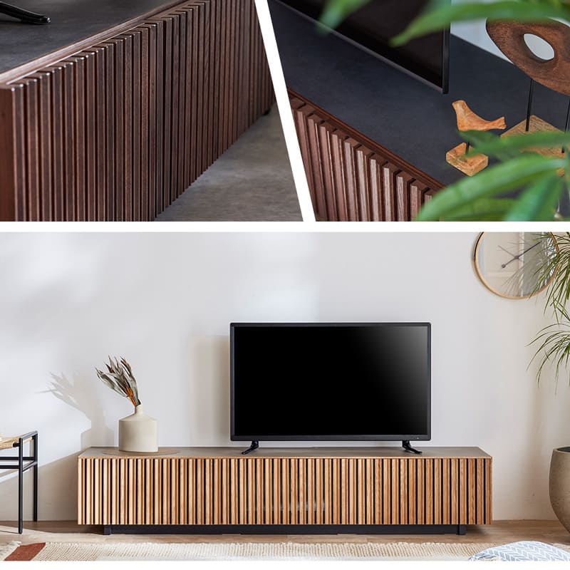 テレビ台 ローボード テレビボード 200cm リビング収納 無垢 ルーバー