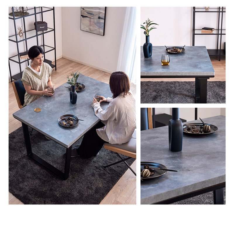 こたつテーブル ハイタイプ テーブル 単品 135cm 4人用 モルタル調