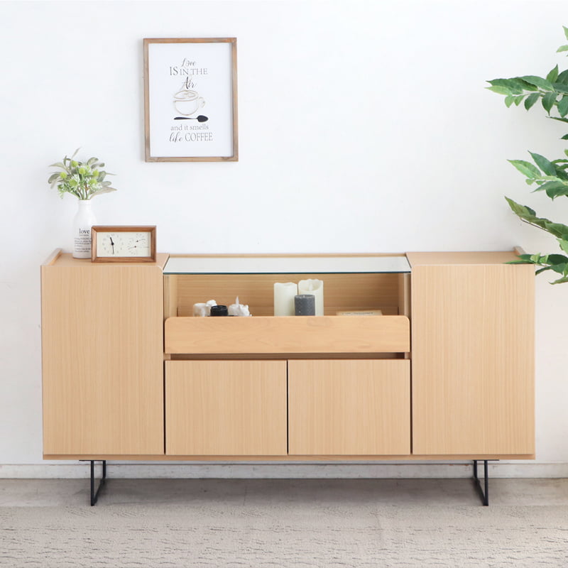 キャビネット ガラスキャビネット サイドボード 幅150cm 国産 日本製