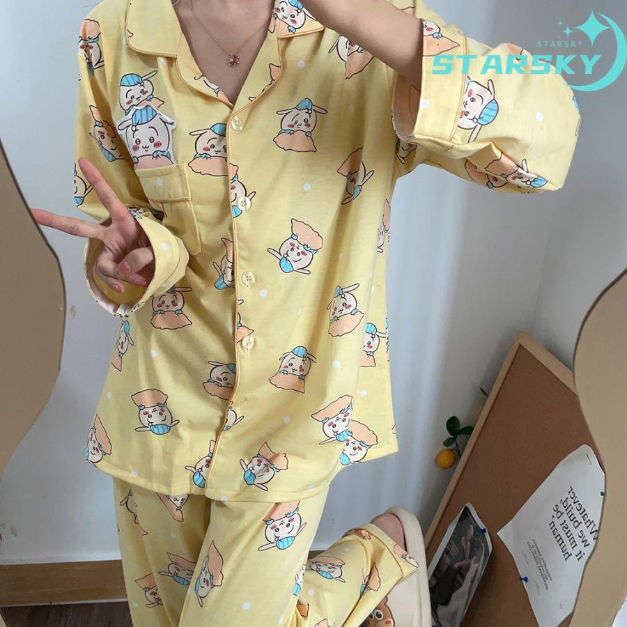 ちいかわ ハチワレ ウサギ ちいかわ パジャマ 上下セット 長袖 シャツ
