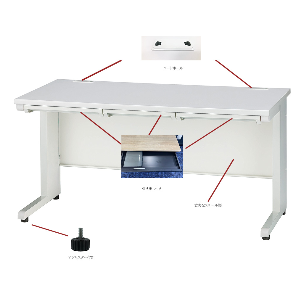 オフィスデスク 1400 平机 幅1400mm 事務机 ワークデスク 1400×700mm