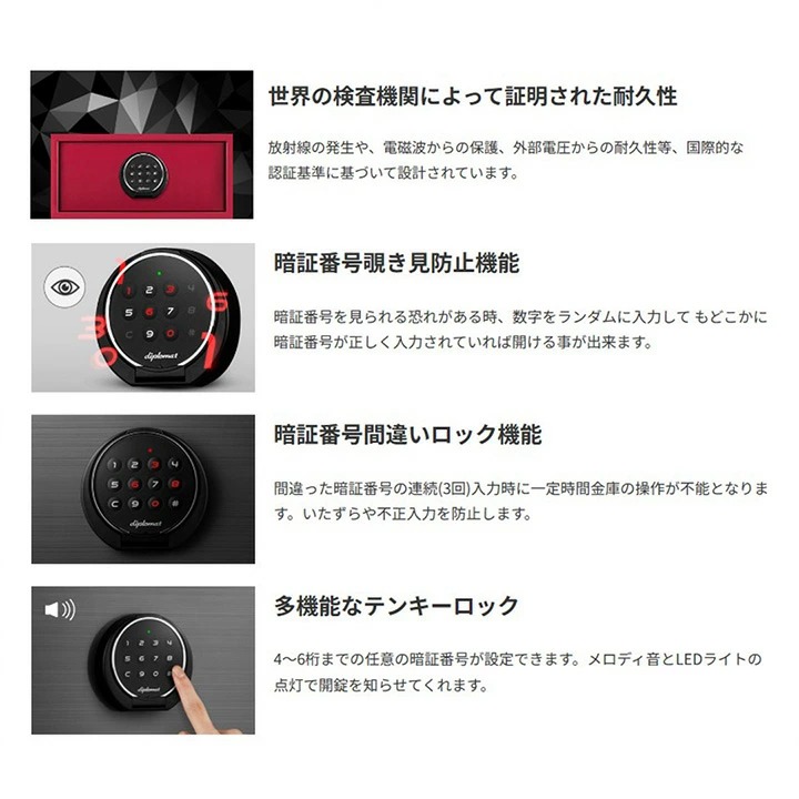 金庫 18L セキュリティセーフ mono5 シリーズ テンキー式ロック