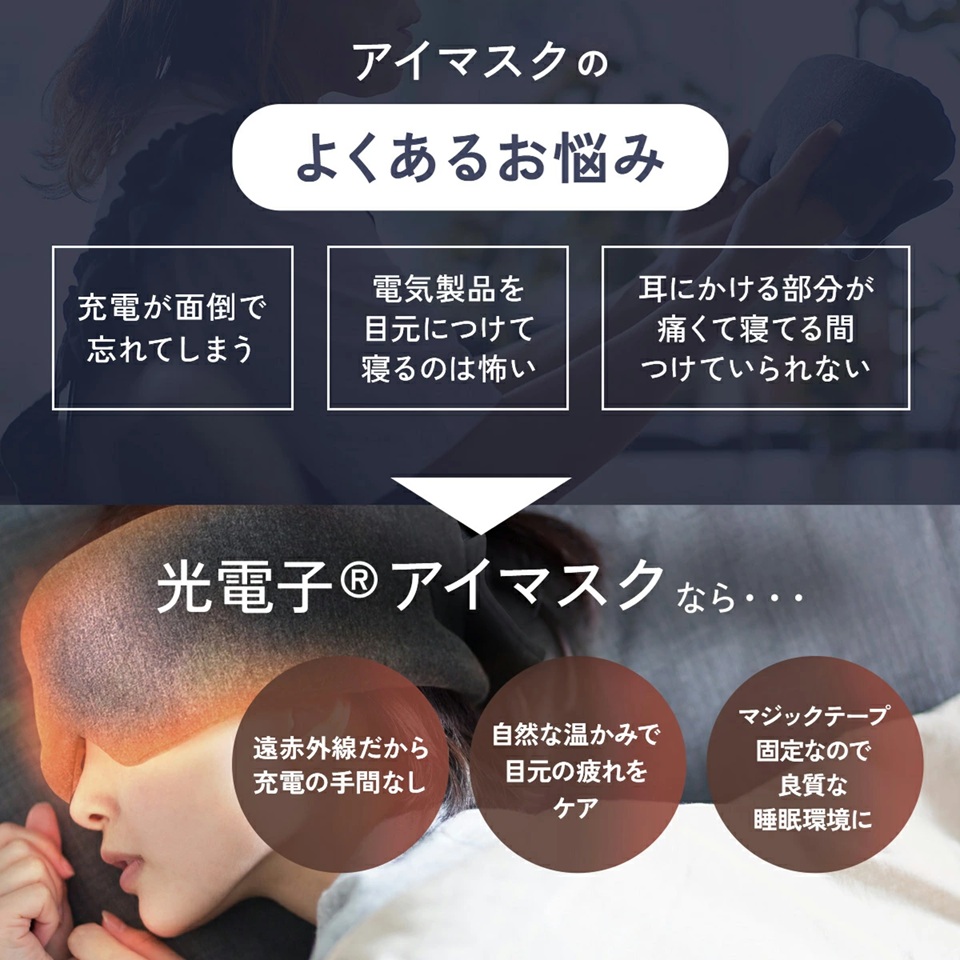 アイマスク 光電子 ホットアイマスク 繰り返し使える 睡眠 睡眠用 睡眠
