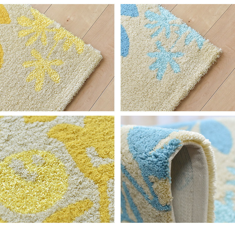 スミノエ 玄関マット HACHI（ハチ） 45×75 cm ライトブルー・イエロー