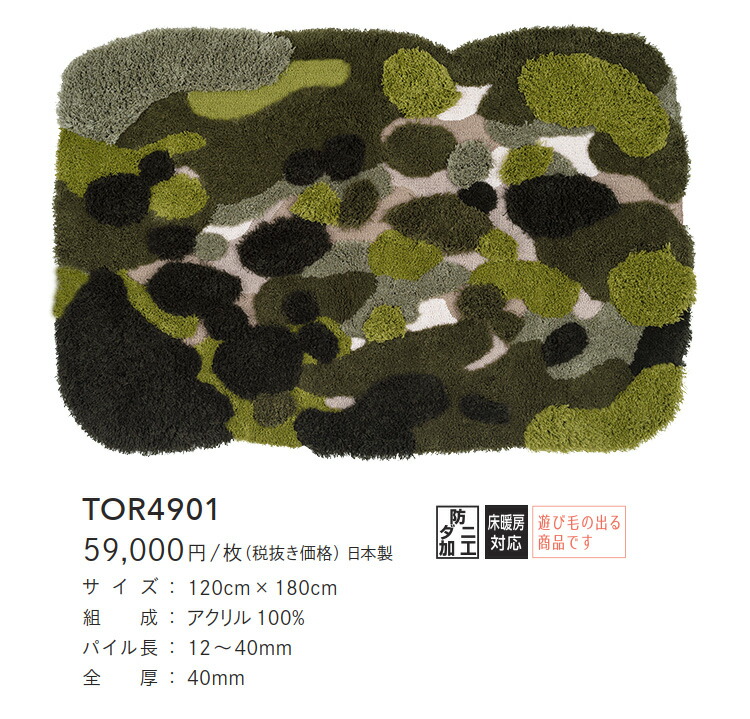 東リ（TOLI） ラグマット TOR4901 120cm×180cm（変形） ラグマット