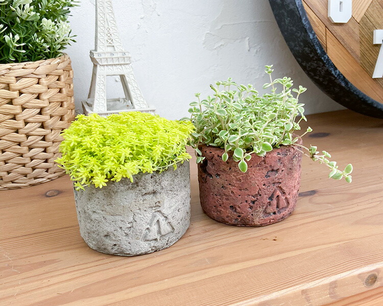 陶製 プランター ブリック・ラウンドポット・S （レンガをイメージした