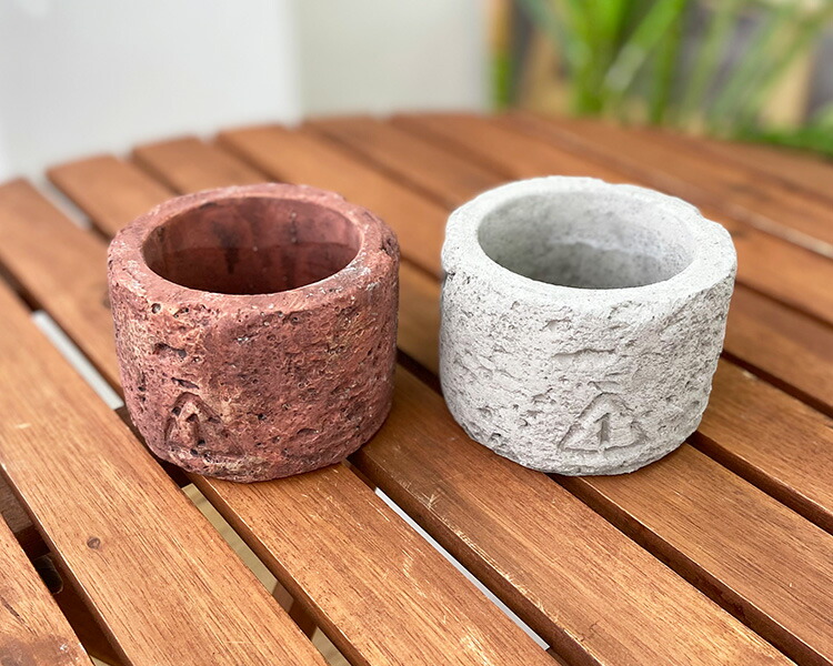 陶製 プランター ブリック・ラウンドポット・S （レンガをイメージした